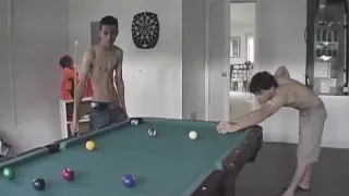 Gay sex Horny Buds play a game of 'Strip Pool' then Fuck!