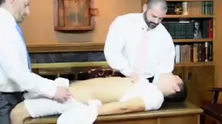 Two older gay guys strip and enjoy young dudes body