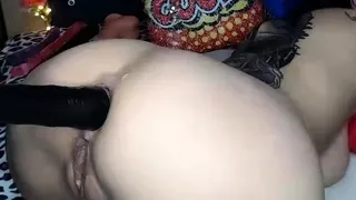 Busty babe playing with her big boobs