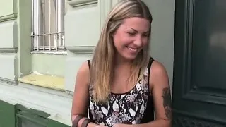 Blonde amateur fucks for cash outdoor POV