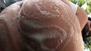 Outdoor anal action with tanlined teen