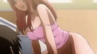 Redhead anime chick with huge tits
