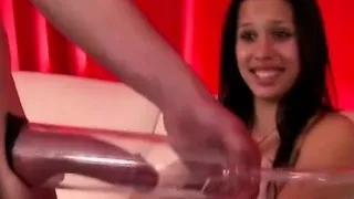 Cock pump in CFNM cock show for femdom women