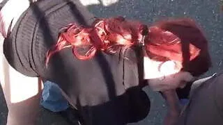 Public Threesome Sex By A Bus Stop! AWESOME!
