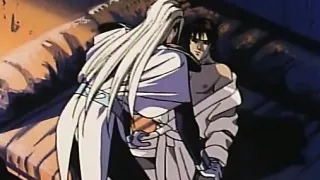 White hair hentai guy touching innocent guy