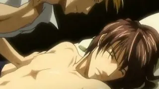 Sexy hentai boys having hard anal sex and love in bed