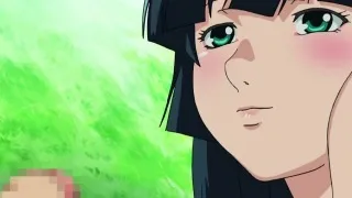 Hentai dickgirl gives guy a deep blowjob outdoors