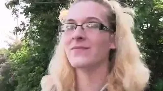 Big ass blonde amateur fucks outdoors in public
