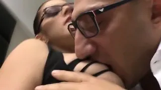 Stockings slut in glasses and heels