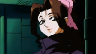 Big busted hentai babe surrounded by huge cocks