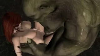 Hot 3D redhead elf babe getting fucked by an orc