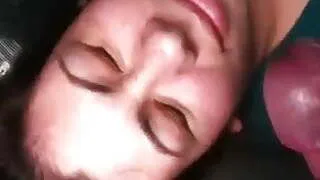 Cum on my friend's face in the parking lot