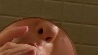 Brunette covered with sperm