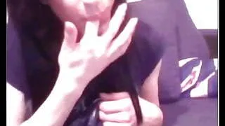 Amateur TS licks own cum