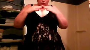 Hot fat girl strips off her underwear then masturbates