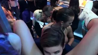 Lesbian club chicks lick twats in public