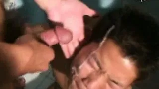 Innocent Chinese twink takes a huge load from big cock