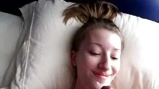 Cute Amateur Girl Recives a Facial from her Black BF