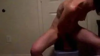 Lonely housewife rides huge dildo!