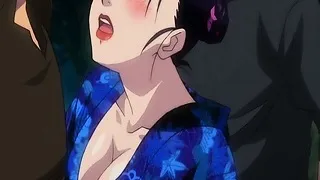 Hentai geisha gets gangbanged and facialed outdoors