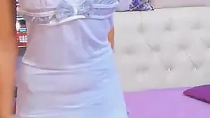 Wild blonde teen stripping and getting wild in front of her cam.