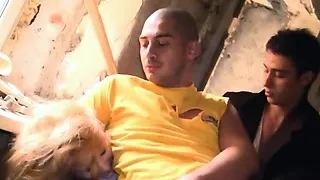 Cute teen girl in crazy anal gang bang