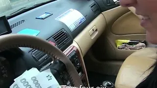 Pulled taxi driver babe offered cash