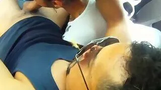 18yo gagging on doms hard cock