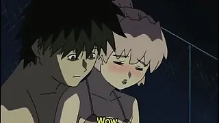 Roped hentai schoolgirl hard poking in the library room