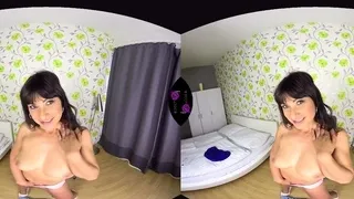 Brunette amateur babe strips off and masturbates