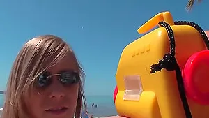 Hot blonde picked up off the beach and fucks outdoors