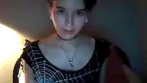 Skinny brunette girl teases and masturbates on livecam