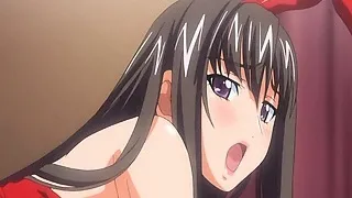 Hentai babe in bunnygirl costume rides hard cock