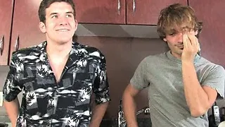 Two broke college boys start making out.