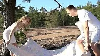 Babe with tiny boobs rides hard