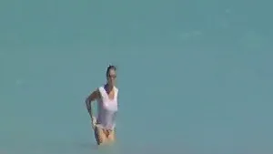 Nude Beach - Big Boob Pierced Brunette