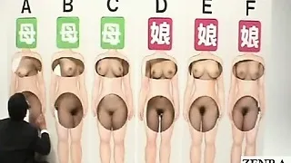 Subtitled voluptuous ENF Japanese wives oral game show