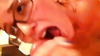 Smiling Little Nerdy Slut is a great Cocksucker