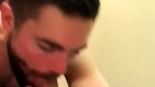 Alone this sexy hunk is masturbating his big cock