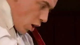 Half dressed brunette fucked doggystyle