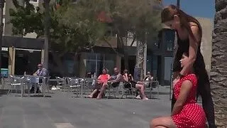 Curvy petite Euro babe on the streets