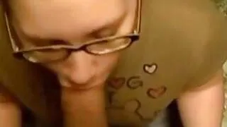 Chubby Nerd Girl Gives Her BF A POV Blowjob