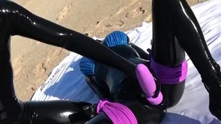 Pink labia close up of naive brunette