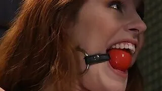 Gagged redhead whipped then banged