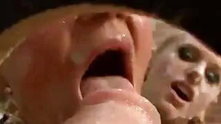 Two blondes sucking it at the glory hole