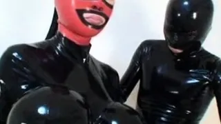 two women fetish latex asslicking and anal mff