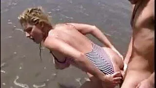 Sally Layd On The Beach in retro movie