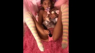 Cute amateur teen girl riding big toy cock on webcam