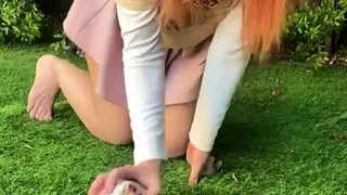 Solo eurobabe masturbating outdoors