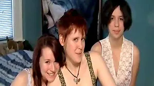 Real amateur lesbian threesome with three beautiful ladies with hairy pussies lick